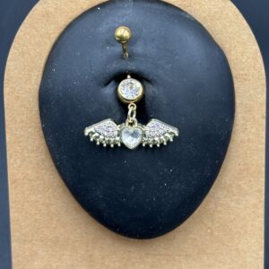 1 Pz. Piercing Ombelico Cuore Con Ali Acciaio Chirurgico