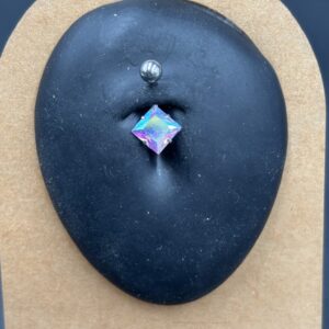 1 Pz. Piercing Ombelico Zircone Quadrato Acciaio Chirugico