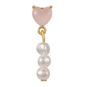 1 Pz. Piercing Da Orecchio Cuore E Perle Acciaio Chirurgico Colore Oro