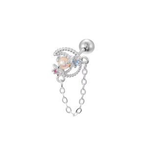 1 Pz. Piercing Da Orecchio Luna Acciaio Chirurgico