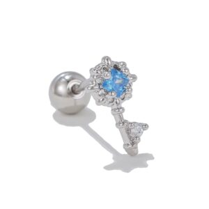 1 Pz. Piercing Da Orecchio Chiave Con Zirconi Acciaio Chirurgico