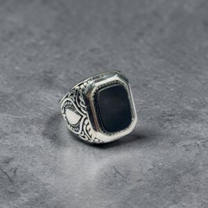 Anello per Uomo  Acciaio con Pietra Onice Nero